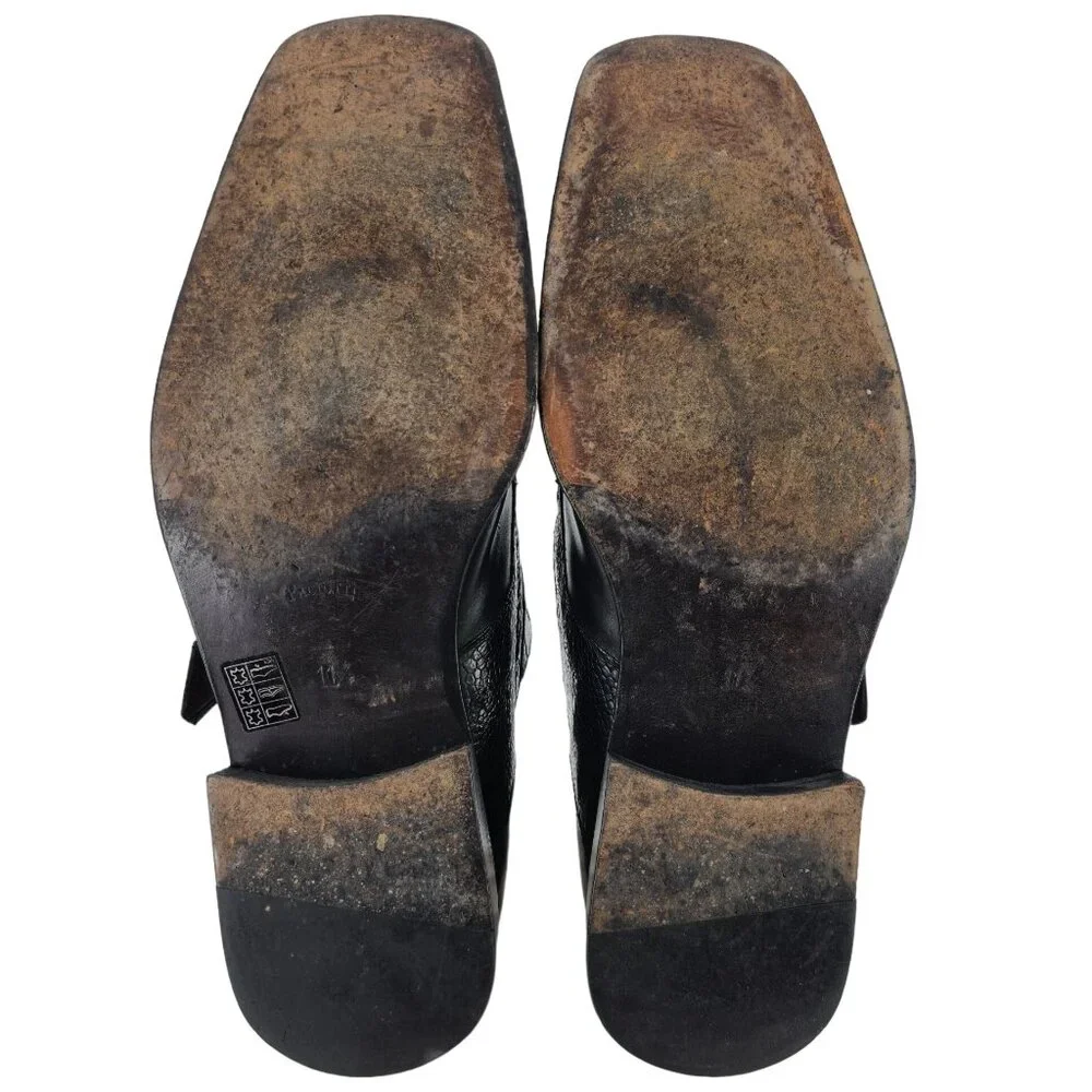 Cesare Paciotti Mens 12 Italy Black Leather Alligator Monk Loafers Dress Shoes - Picture 6 of 12